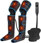 CINCOM Leg Massager with Heat, Air Compression Leg Massager for Circulation, Full Leg Massager with 3 Heats 3 Modes 3 Intensities Sequential Compression Device for Pain Relief (Blue)