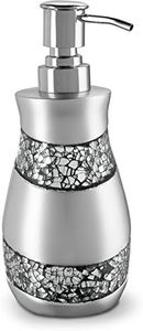 Creative Scents Silver Mosaic Liquid Soap Dispenser for Bathroom - Decorative Lotion Dispenser - Bling Countertop Soap Dispenser for Liquid Soap and Lotion with Durable Metal Pump (Silver-Gray)