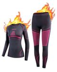 NOOYME Thermal Base Layer Women, Ski Base Layers Women, Ladies Thermal Clothing & Leggings Quick Dry Thermal Underlayer Women Ladies Thermal Underwear Set Black-rose