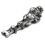 COOLSTEELANDBEYOND Heavy and Study Mens Bike Chain Skull Bracelet Stainless Steel Silver Color High Polished Large(CA)