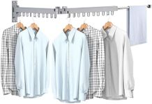 Bakala Retractable Clothes Drying Rack, Wall Mounted Space Saver Heavy Duty Laundry Clothes Hanger Rack with Towel Bar, Collapsible Clothes Dry Racks for Balcony, Mudroom, Bedroom