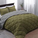 Basic Beyond King Size Comforter Set - Olive Green Comforter Set King, Reversible King Bed Comforter Set for All Seasons, 1 Comforter (104"x92") and 2 Pillow Shams (20"x36"+2")