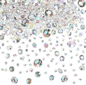 Hicarer 4000 Pieces Clear Diamonds Crystals Acrylic Gems Wedding Table Scattering Gemstones Christmas Party Decorations Bridal Shower Masquerade Vase Fillers(Crystal AB,3 mm, 6 mm and 10 mm)