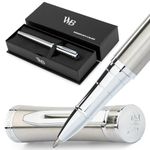Wordsworth and Black Rollerball Pen - Luxury Pen - Chrome Finish, Silver Lacquer, Ink Refill, Refillable Gift for Men & Women, Professional Writing, Nice and Fancy Pens and for Work