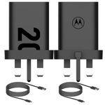 Motorola Chargers - Pack of 2-20W Turbopower Mains Wall Charger/Power Adapter with 1M USB-C Cable.