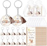 Landical 48 Sets Baby Shower Acrylic Keychain with Tassel Baby Shower Favors for Guest Souvenirs Party Return Gifts, Bear