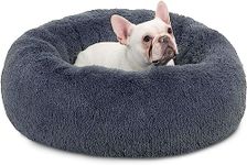 Bedsure Small Dog Bed Washable - Self Calming Dog Beds - 23 inches Fluffy Donut Cuddler for Small Deep Sleep Cat up to 25lbs - Indoor Round Dog Bed – Grey