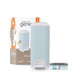 Diaper Genie Select Pail (Blue) is Made of Durable Stainless Steel and Includes 1 Starter Square Refill That can Hold up to 165 Newborn-Sized Diapers.