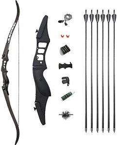 54 Inch Takedown Recurve Bow and Arrow Set 30-50 Lbs Aluminum Alloy Bow Riser Right Handed Longbow for Outdoor Shooting Practice Competition (Bow Set, 50 lbs)