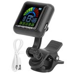 Guitar Clip‑on Tuner 12 Equal Temperament USB Rechargeable Built‑in Battery Violin Ukulele at‑102 with Included Charging Cable(AT-102BLACK)