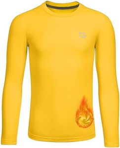 G Gradual Youth Boys Compression Thermal Shirt Long Sleeve Fleece Undershirt for Boy Football Baseball Soccer Base Layer(Yellow,XS)