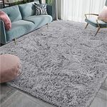 Homore Luxury Fluffy Area Rug Modern Shag Rugs for Bedroom Living Room, Super Soft and Comfy Carpet, Cute Carpets for Kids Children Girls Home Decor,Black,3x5 Feet