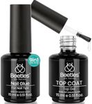 beetles Gel Polish 2 in 1 Nail Glue Base Gel and No Wipe Top Coat Kit 2PCS 15ML for Gel Nails and Gel Nail Polish Easy Nail Extension Gel, Soak Off LED Gel Shine Finish and Long Lasting