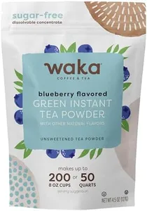 Waka Instant Green Tea Mix, Blueberry Flavored - 100% Tea Leaves and Natural Flavor, No Additives, Unsweetened Tea Powder in Bulk Pouch – Easy Quick Hot and Iced Teas, Up to 200 Cups (4.5oz)