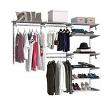 COSTWAY Closet Organiser System, Wall-Mounted Adjustable Metal Rail Garment Rack, Space Saving Clothes Storage Unit for Wardrobe and Bedroom (Grey, 3 Hanging Rods + 8 Storage Shelves)