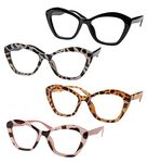 SOOLALA The Reading Glasses Company 4 Pairs Cat Eye Readers Eyeglasses for Womens, +2.0