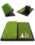 LIBERRWAY Golf Mat, Foldable & Replaceable Golf Hitting Mat with Fairway and Rough Synthetic Turf, Golf Practice Mat Include 5 Tees for Indoor and Outdoor