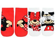 BALENZIA x Disney Character Women's Lowcut/Ankle socks - Mickey & Minnie (Pack of 2)(Free Size) Red, White| Made with Cotton & Spandex