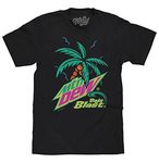 Tee Luv Men's MTN Dew Baja Blast Shirt - Tropical Mountain Dew Soda Graphic Tee, Black, XXL