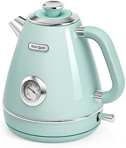 Hazel Quinn Electric Kettle Tea Kettle Electric Stainless Steel, Vintage Design, Fast Boiling, Hot Water with Thermometer, Automatic Shut-Off, Boil-Dry Protection, 1.7 L, 2200 W, Mint Green