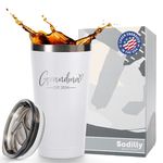 New Grandma Gifts - Grandma Est. 2024, 16 oz White Coffee Tumbler with Lid, Grandma Mug - Gifts for Grandma To Be - Gifts for New Grandma, Mothers Day Gifts for First Time Grandma Birthday Gifts Ideas