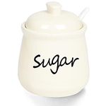 ONTUBE Ceramic Sugar Bowl with Lid and Spoon 12oz (Beige)