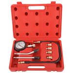 KUNTEC 8PCS Professional Engine Compression Tester Cylinder Gauge Tester Kit M10 M12 M14 M18 (Red)