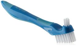 Gum Denture Brush, Flat Bristled Head (2 Cleaning Heads), Pack of 6 Single toothbrushes, Colour May Vary