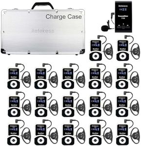 Retekess T130 School Tour Guide Listening System, Whisper Tour Guide Headsets, Classic Style, Easy to Use, Translation Headset for Simultaneous Interpreting, Church, Museum(1 Transmitter 17 Receivers)
