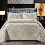 Fit Even Quilt Ruffle Bedspread 3 Piece Set – Coverless Quilted Diamond Pattern Bedspread, Comforter Throw, Summer and All-Season Lightweight Bedding Sets, with 2 Pillow Sham (Super King, Mink)