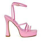 Womens Strappy Platform High Heel Shoes Ladies Square Toe Party Shoes Size 3-8