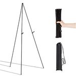 SIGN-W Easel Stand for Display Wedding Sign & Poster - 63 Inches Tall Easels for Display - with Bag Collapsable Portable Poster Easle - Large Floor Adjustable Metal Painting Easel Tripod Black