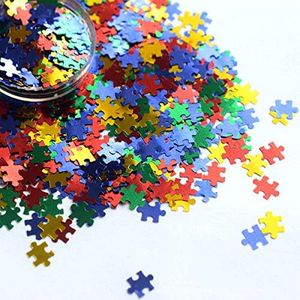 50g Laser Puzzle Pieces Nail Glitter Mix Colors 3D Holographic Nail Sequins Ultrathin Paillettes Shapes Glitter for Nails Art Decoration, Face, Body, Nail Decals, and DIY Crafting