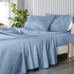 Royal Hotel's Solid Blue 600-Thread-Count Super-Deep 4pc King Bed Sheet Set 100-Percent Cotton, Sateen Solid, Extra Deep Pocket