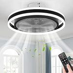 Modern Ceiling Fan with Lights Remote Control 20" 3 Color Dimmable 72W Low Profile Flush Mount Ceiling Fan 3 Files Timing 8 Blades LED Bedroom Kitchen Children's Room