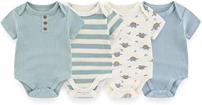 ZAV Solid Unisex Short Sleeve Baby Boy Girl Bodysuits 4-pack Cotton Cartoon Baby Rompers Soft Newborn Outfits