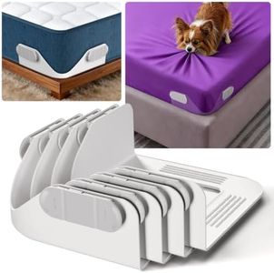 B-Land Bed Sheet Holders for Corners:4 Pack Non-Stretch External Clips- Fitted Sheet Grippers for Deep Pockets- No-Lift for Dorm & RV Beds, Keep Sheets Tight on Memory Foam & Twin-King (White+Grey)
