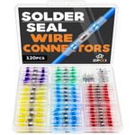 ZIPCCI 120Pcs Solder Seal Wire Connectors - Heat Shrink Butt Connectors Kit for Electrical Wiring