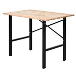 HOMCOM 46" Workbench Table Fir Wood Top, Heavy-Duty Steel X-Shape Bracket Work Table High Stability Workstation, Easy Assembly for Garage Kitchen Office