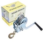 mitoharet 600 lbs Hand Crank Winch with Brake Heavy Duty Steel Cable, Manual Operated Two-Way Ratchet Winch ATV Boat Trailer