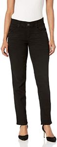 Democracy Women's Petite Ab Solution Straight Leg Jean, Black, 16 Petite