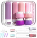 NuvaConx 18 Pack Travel Bottles Set, TSA Approved Leak Proof Silicone Squeezable Containers for Toiletries, Refillable Travel Accessories for Conditioner, Shampoo, Lotion & Body Wash Accessories