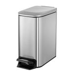 Cesun Small Bathroom Trash Can with Lid Soft Close, Step Pedal, 6 Liter / 1.6 Gallon Stainless Steel Garbage Can with Removable Inner Bucket, Anti-Fingerprint Finish (Silver)