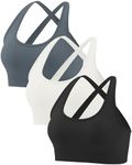 RUNNING GIRL Sports Bras for Women 3 Pack,Running Sports Bra for Women High Support with Removable Pads(2984Black+Grey+White_XL)