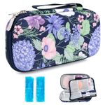 YOUSHARES Insulin Cooler Travel Case with 2 Small Travel Ice Packs - Portable Insulin Travel Cooler Bag for Insulin Pen, Insulin Syringe, Keep Medication Cool, Medical Travel Cooler (Hydrangea)