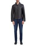 Cole Haan Men's Lambskin Shirt Collared Jacket Leather, Black, M
