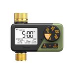 Diivoo Water Sprinkler Timer with Brass Inlet & Outlet, Irrigation Hose Timer with Weekly and Daily Frequency Irrigation, Rain Delay and Manual Watering for Lawns and Gardens
