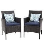 MFSTUDIO Garden Chairs Set of 2, Outdoor Wicker Rattan Chairs with Cushions, Conversation Set for Patio, Backyard, Garden and Poolside