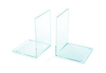 OSCO Glass Look Acrylic Medium Bookends | 1 Pair | Two Bookends | Clear Rubber Pads Non Slip | H17.2 x W12 x D12 cm