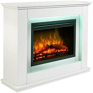 Endeavour Fires Castleton Electric Fireplace Suite 39" and Realistic Flame Effect Fire with 7day Programmable Remote Control In an Off White Surround
